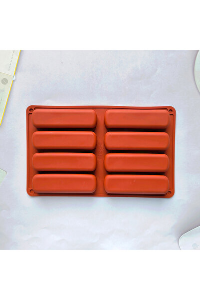 Choice brick red 8 Cavity Silicone Cake Mold 3D Long Strip Silione Molds Mous...