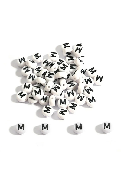 Choice25 100PCS M 100-500PCS A-Z 26 Letter Beads Acrylic Round Loose Spacer W...