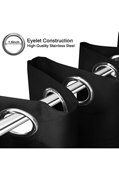 Choice5 168x137cm BLACK Eyelet Curtains Bedroom Thermal Insulated Drapes Ener...