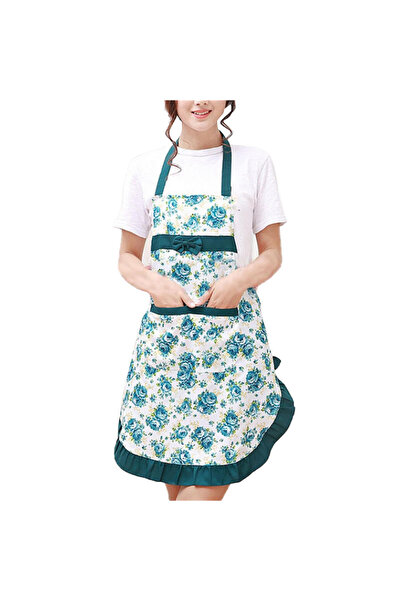 Choice One Size Green Cotton Canvas Floral For Women'S Kitchen Oilproof Apron...