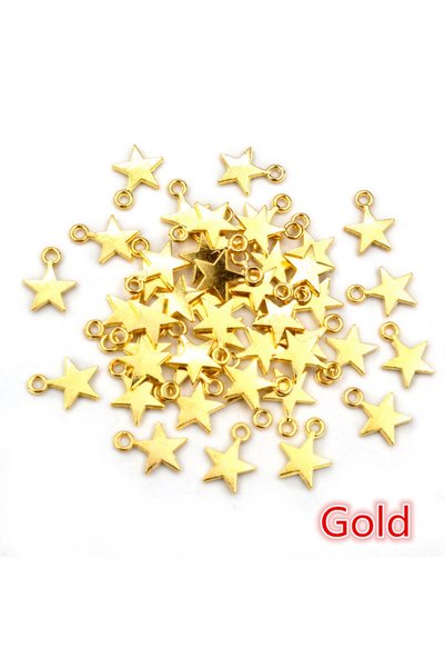 Choice Gold 100pcs 11x8mm Metal Zinc Alloy MINI Five-pointed Star Charms Fit ...
