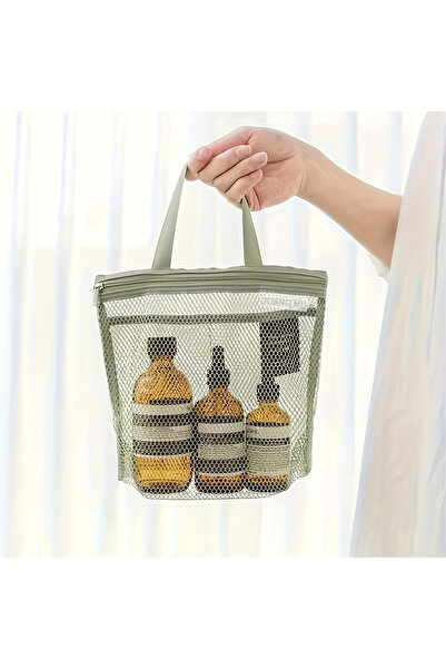 Choice1 Green Portable Makeup Bag Mesh Waterproof Bath Bag Gym Bag Sundry Sto...