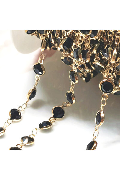 Choice13 A-Black-KC Gold 1 Meter 6mm Colorful Glass Beads Copper Chain for DI...
