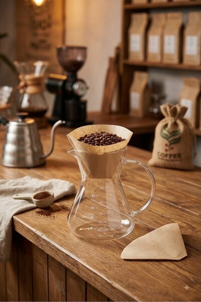 morponi Borosilicate Glass Filter Coffee Pot 600 ml (100 Filter Paper Gifts)