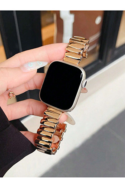Choice4 38mm-40mm-41mm Rosy Brown Thin Irregularity Metal Strap For Watch Ban...