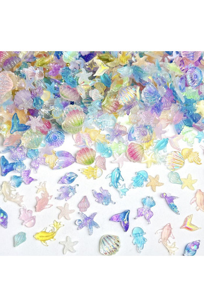 Choice 100pcs 50/100pcs Create 3D Simulat Shell Nail Bead,ColorTranslucent je...