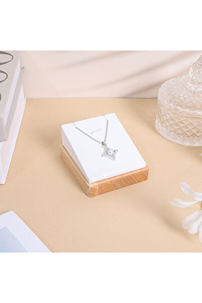 Choice WHITE New Wooden Jewelry Pendant Necklace Display Stand Holder PU Velv...