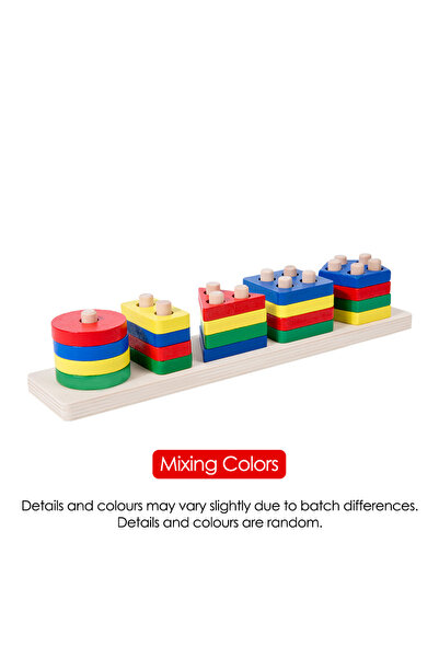 Choice Mixed-color-block Montessori Wood Toys for Kids Wooden Sorting Stackin...