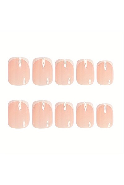 Choice WHITE 120pcs Short Square White French Simple Shiny False Nails Fashio...