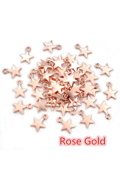 Choice Rose Gold 100pcs 11x8mm Metal Zinc Alloy MINI Five-pointed Star Charms...