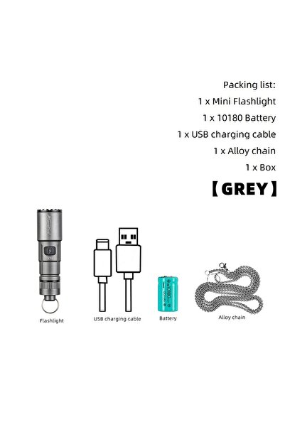 Choice X76-Grey Mini Zoom EDC Cool Neck Small Flashlight USB Rechargeable Tor...