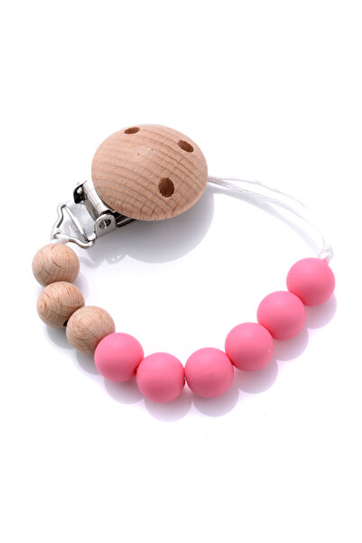 Choice1 Pink Baby Beech Pacifier Clip Round Colorful Silicone Teething Beads ...