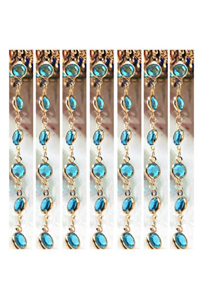 Choice15 سلسلة نحاسية A-Blue-KC ذهبية بطول 1 متر وخرز زجاجي ملون 6 مم لصنع قل...