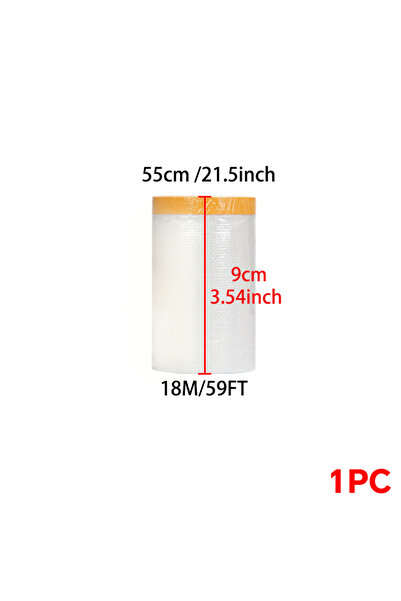 Choice3 55cmx18m Painter Plastic With Tape, Pre-Taped Masking Film,Paint Adhe...