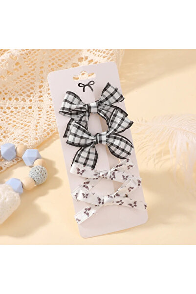 Choice FJ5135-4H 4Pcs/Set Baby Girls Hair Accessories Sweet Plaid Flowers Lac...