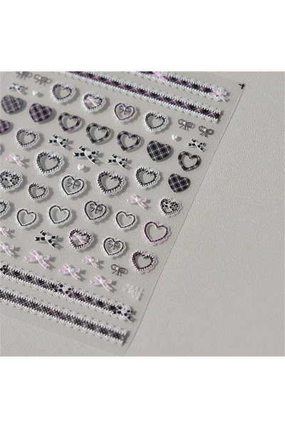 Choice 1pcs to3515 1pcs Sweet Pearl Lace Bow Nail Stickers Love Heart Pink Wh...