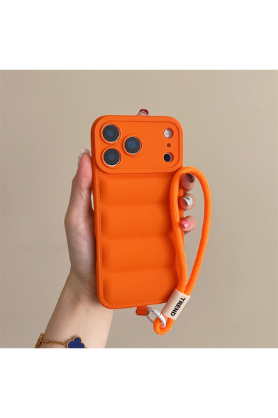 Choice iPhone 13 Pro Max Orange Soft Down Jacket Silicone Case For iPhone 17 ...