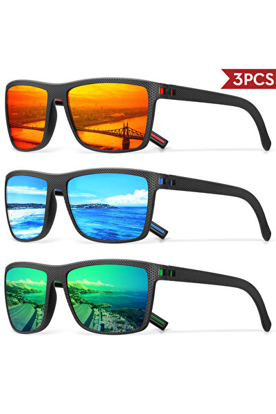 Choice 3PCS-C13 3/4 Pack New Designer Box Polarized Colorful Sunglasses for M...