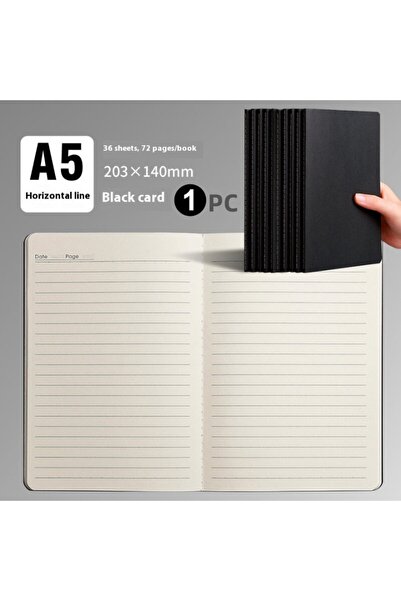 choice2 Black 1/5pc Kraft Paper Cover Notebook A5 36sheets Retro Black Horizo...