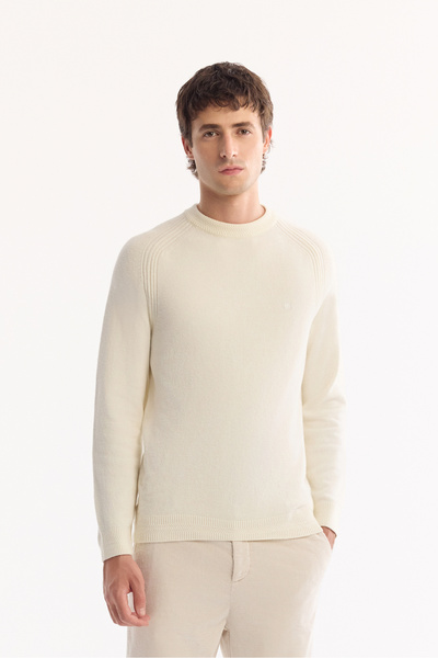 Avva Erkek Ekru Bisiklet Yaka Soft Touch Dokulu Triko Regular Fit Kazak A52Y5050