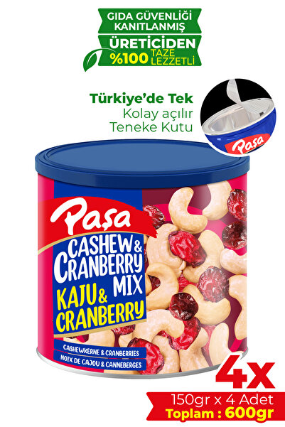 Paşa Kuruyemiş Çiğ Kaju & Turna Yemişi Teneke Kutu 150 gr X 4 Adet