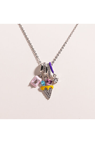 Choice silver Ice Cream Waterproof Stainless Steel Colorful Flower Zircon Ice...