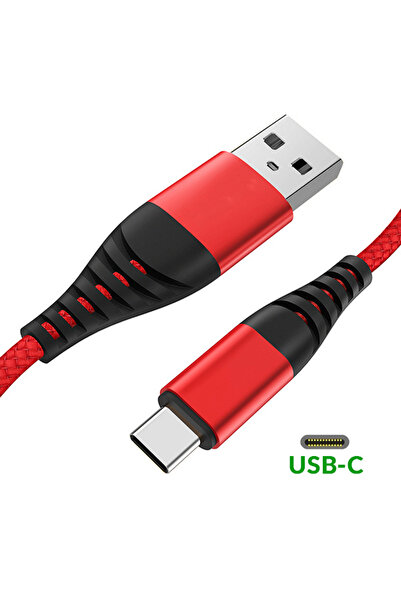 Choice 2m Red USB A To Type C Cable Date Sync 3A Fast Charging Nylon Braided ...