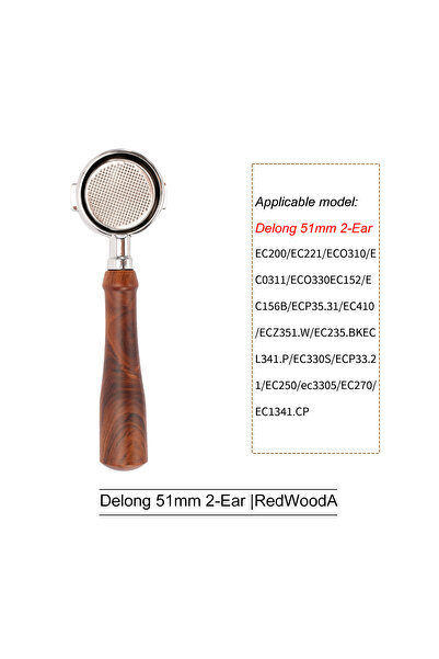 Choice7 2-Ear rosewood-A 51mm Coffee Bottomless Portafilter For Delonghi EC68...