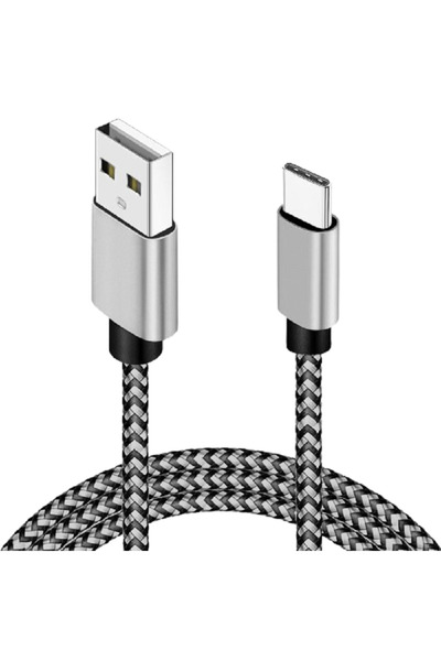 Choice 2m 2pcs Grey USB A to Type C Fast Nylon Braided Cables Wire Charger Ca...
