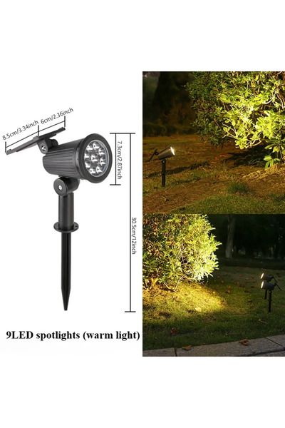 Choice 1pcs 9LED warm light KDULIT 1-2PCS 9LED Solar Powered Lawn Lamp Adjust...