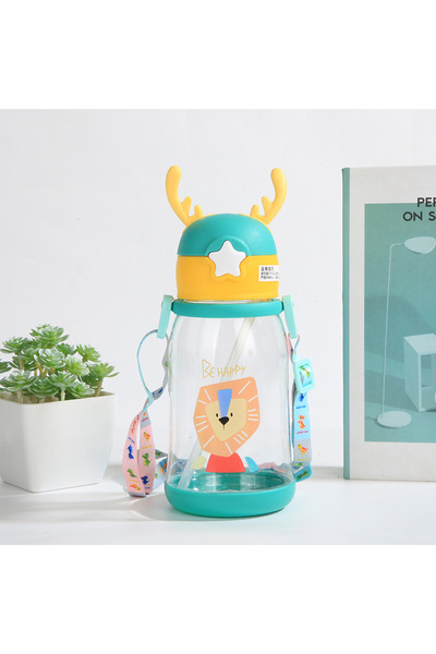 Choice 1pc Green 600ml 1pc 600ml Kids Water Sippy Cup Antler Creative Cartoon...
