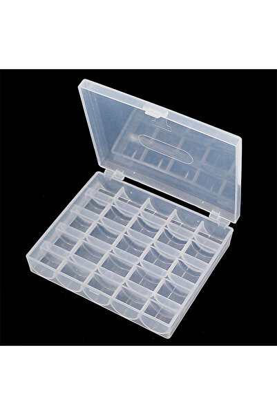 Choice4 Clear Empty Box 25 Grid Blue Clear Empty Bobbins Storage Box Plastic ...