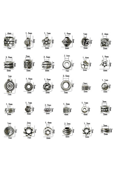 Choice SN451-30pcs Randomly Mix 23/30pcs Metal Beads Antique Silvery Tube Bea...