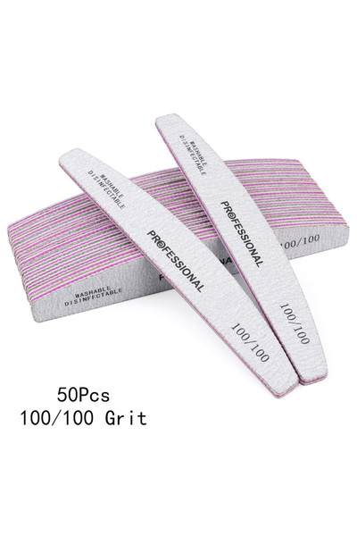 Choice 50cs 100-100 Grit 20Pcs/50Pcs Grey Boat Nail Art File 80/100/180 Washa...