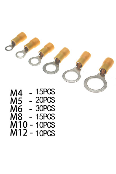 Choice6 100pcs mix 100Pcs M4/M5/M6/M8/M10/M12 Ring Crimp Terminal Insulated E...