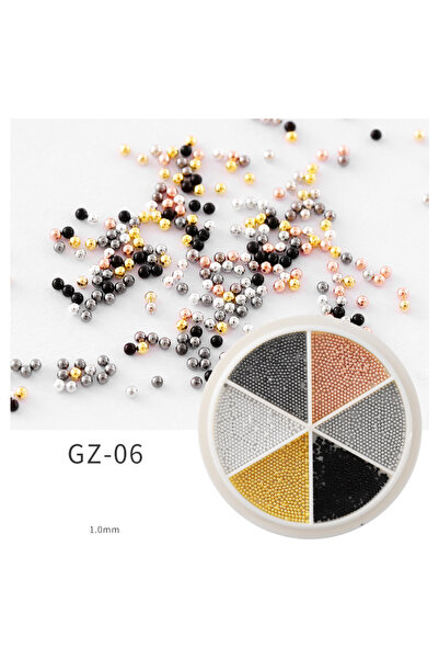 Choice GZ-06 Colorful 6 Grids Nail Art Tiny Steel Caviar Beads 0.8-1.5mm Mixe...