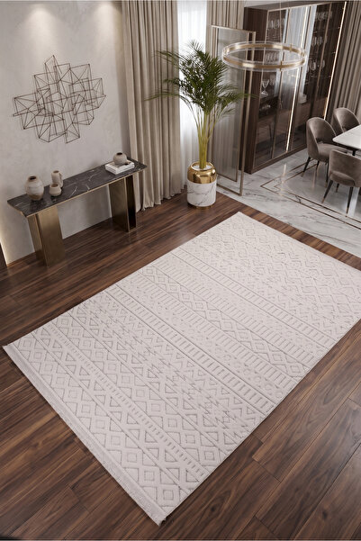 Santiva Home Krem Sisal Bukle Dokuma Makine Halısı Saçaklı Oturma Salon Mutfa...