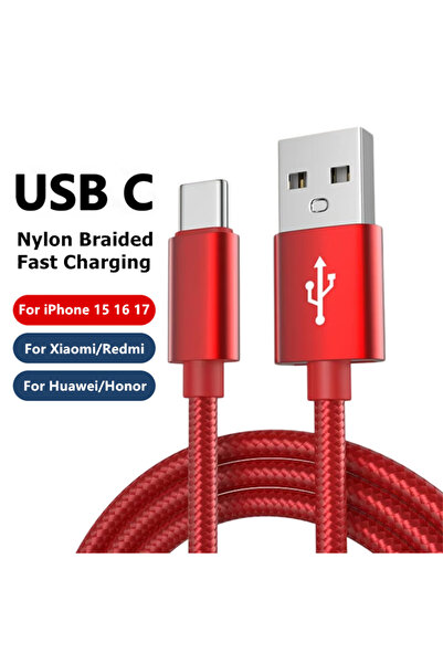 Choice 2m Red USB Type C Braided Cable For iPhone 15 16 17 Pro Max Fast Charg...