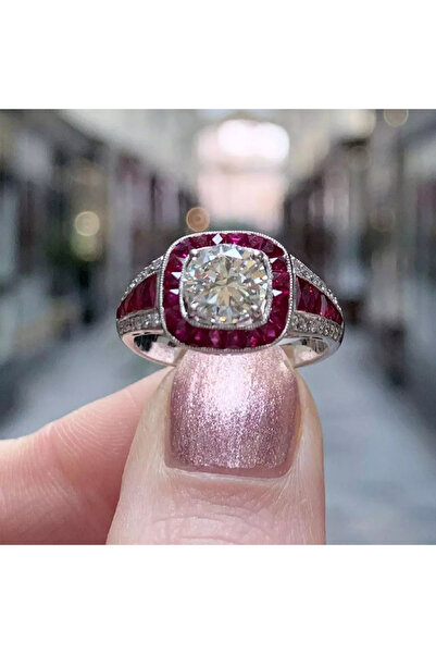 Choice1 8 Q011 Huitan Vintage Red CZ Rings for Women Simple and Elegant Desig...