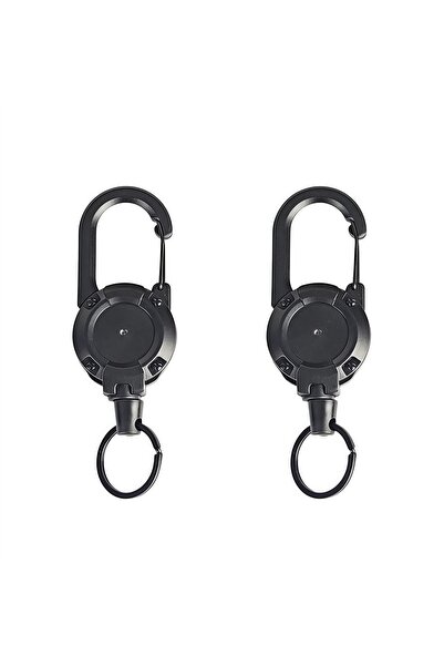 Choice Black 2pcs Retractable Heavy Duty Pull Reel Carabiner Strong Steel Wir...