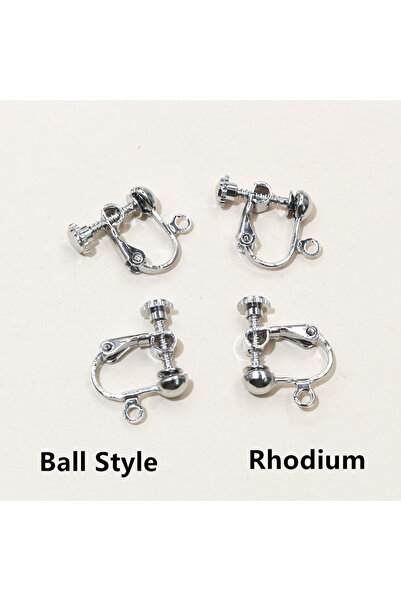 Choice Rhodium-ball style 10pcs 15x13mm Brass Screw Ear Clip Earring Settings...