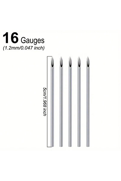 Choice8 16G 1.2mm-5pcs 5PCS Piercing Needles, Hollow Needles Stainless Steel ...