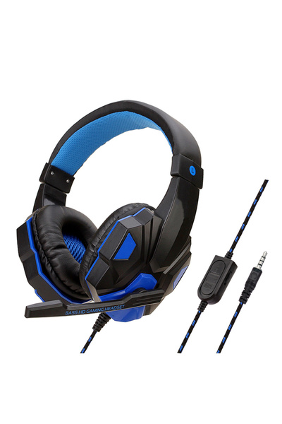 choice2 Blue Black Gaming Headphones 3.5MM Wired PC Bass Stereo Gamer Headset...