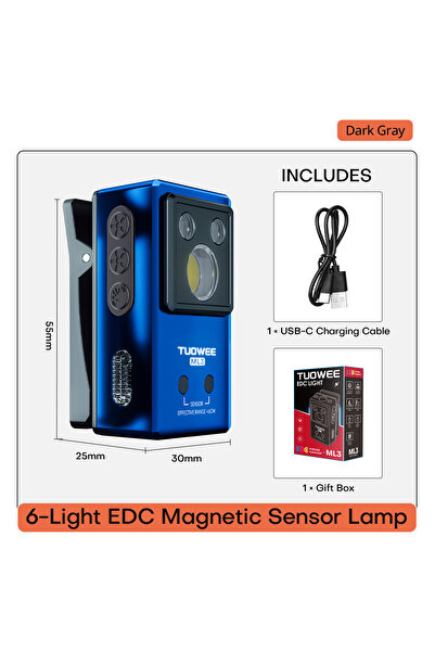 choice2 Blue Clip Light 270LM USB C Rechargeable Pocket Flashlight Mini Spotl...