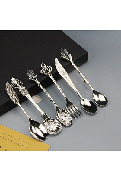 Choice Silver Vintage Court Coffee Spoon 6PCS/Set Ice Cream Spoon Jam Spoon D...