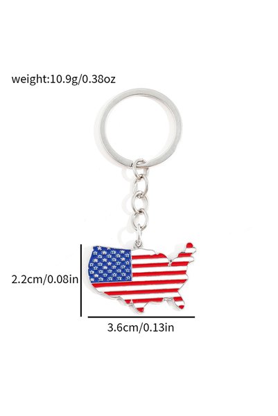 Miniso Bag Accessory USA Patriotic Keychain - Metal American Flag Key Ring wi...