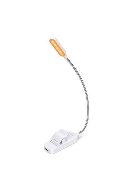 Choice1 مصباح كتاب أبيض كهرماني صغير قابل لإعادة الشحن بمنفذ USB ومرن ومصباح ...