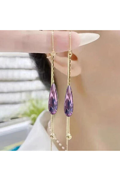 Choice purple earring Temperament Green Purple Zircon Earrings Dangle Women G...