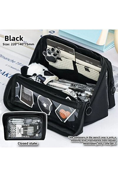 Choice Black New 9-layer Double-sided Detachable Large-capacity Pencil Pouch ...