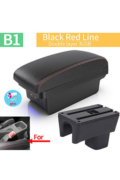 Choice3 صندوق مسند ذراع سوزوكي سويفت B1 أسود أحمر بثلاثة منافذ USB، ملحقات دا...